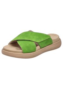 Rieker Damen Pantolette, Gr. 36, grün, Lederimitat, casual, Schuhe, Sommerschuh, Strandschuh, Hausschuh, Schlappen mit bequemem Fußbett