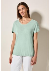 Cecil Damen T-Shirtice sage grün, casual, Gr. XXL, unifarben, Stoff, 55% Leinen, 45% Viskose, Shirts, mit Elastiksaum