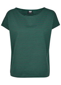 Urban Classics Herren Kurzarmshirt "Urban Classics Damen Ladies Yarn Dyed Baby Stripe Tee", grün, casual, Gr. S, gestreift, 100% Baumwolle, Shirts