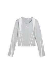 Puma Damen T-Shirt "DARE TO Longsleeve mit Grafik Damen"flat light gray, Gr. XS, clean, Obermaterial: 11% Elasthan, 89% Polyester, Shirts