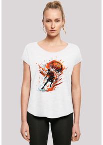 F4NT4STIC Damen T-Shirt "Basketball Splash Orange Sport LONG", weiß, casual, Gr. XXL, Obermaterial: 100% Baumwolle, Shirts, Print
