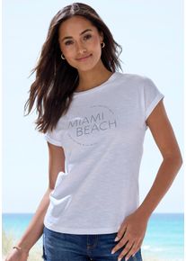 Vivance Damen T-Shirt "mit modischem Frontprint", weiß, modisch, Gr. 36, bedruckt, Jersey, Obermaterial: 100% Baumwolle, Shirts, aus weicher