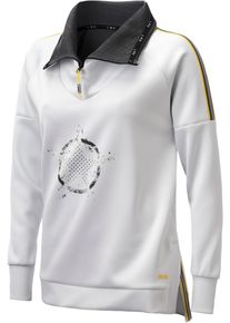 LPO Damen Fleecejacke "Sweat Troyer HAINESVILLE WOMEN", weiß, casual, Gr. 44, 82% Polyester; 18% Elastan, Jacken, Modischer Print