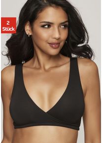 Petite Fleur Damen Still-BH, Gr. 36, schwarz-weiß, Jersey, Obermaterial: 95% Modal, 5% Elasthan, Basic, BHs, ohne Bügel in Wickel-Schlupf Form