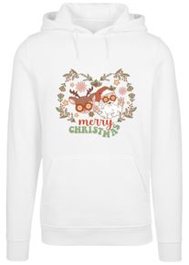 F4NT4STIC Damen Kapuzenpullover "Christmas Hippie Santa And Reindeer", weiß, casual, Gr. S, Obermaterial: 65% Baumwolle, 35% Polyester, Pullover,