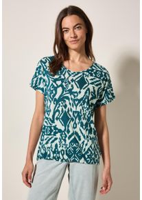Cecil Damen Print-Shirt, grün, casual, Gr. XXL, bedruckt, Stoff, 55% Leinen, 45% Viskose, Shirts, mit abgerundetem V-Ausschnitt