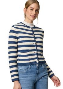 Zero Damen Strickjacke "Zero Strickjacke mit Streifen", weiß, casual, Gr. 42, gestreift, Strick, Obermaterial: 64% Polyacryl, 36% Polyester.