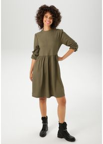 Aniston CASUAL Damen Jerseykleid, grün, casual, Gr. 38, unifarben, Strukturmuster, Single Jersey, Cru00eape, Obermaterial: 98% Polyester, 2%