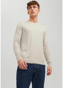 Jack & Jones JACK & JONES Herren Rundhalspullover "EMIL KNIT", weiß, modisch, Gr. L, Obermaterial: 60% Baumwolle, 20% Nylon, 20% Viskose, Pullover