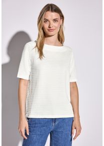 Street One Damen T-Shirt, weiß, casual, Gr. 38, unifarben, Web, 85% Baumwolle, 12% Polyester, 3% Elasthan, Shirts, im soften Baumwoll-Mix