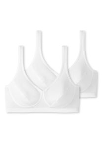 Schiesser Damen Bustier ""95/5"", Gr. 75, weiß, Single Jersey, Obermaterial: 95% Baumwolle, 5% Elasthan, unifarben, casual, BHs, mit sanft formenden