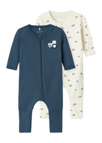 name it Kinder Schlafanzug "NBMNIGHTSUIT 2P ZIP FF JET TRACTOR NOOS", Gr. 68, grün, Jersey, Obermaterial: 100% Baumwolle, bedruckt, casual,