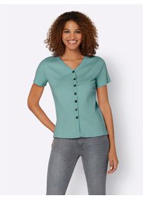 Casual Looks Damen Kurzarmshirt "Shirt", grün, Gr. 36, unifarben, 95% Viskose, 5% Elasthan, Shirts
