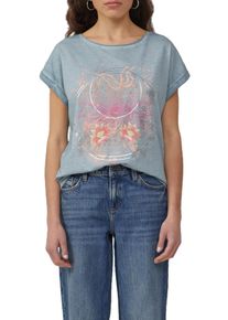 QS Damen T-Shirt, grün, casual, Gr. S, bedruckt, Obermaterial: 100% Baumwolle, Shirts, mit Frontprint