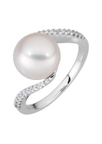 OROLINO Damen Fingerring "Gold 585 mit 20x Brillant zus. 0,15ct. und weißer Perle", 058 (18,5), 0,15 ct SI = kleine Einschlüsse, Gold, weiß, Gold,