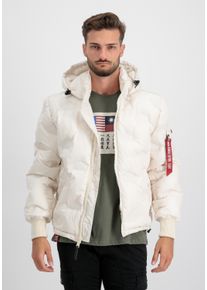 Herren Winterjacke "Alpha Industries Men - Cold Weather Jackets Hooded Logo Puffer", weiß, Gr. XXXL, Alpha Industries, Obermaterial: 100% Polyester,