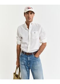 Gant Herren Langarmhemd "REG COTTON LINEN SHIRT", weiß, casual, Gr. XXL, Web, Obermaterial: 55% Leinen, 45% Baumwolle, Hemden