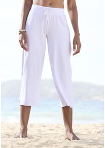 Beach Time BEACHTIME Damen 7/8-Strandhose, weiß, casual, Gr. 36, Jersey, Obermaterial: 95% Baumwolle, 5% Elasthan, Hosen, aus weichem Jersey, Wide-Leg,