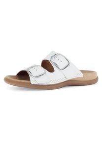 Gabor Damen Pantolette, Gr. 39, weiß, Kalbsleder, unifarben, Basic, Schuhe, Keilabsatz, Sommerschuh, Bequemschuh, praktische Klettverschlüsse