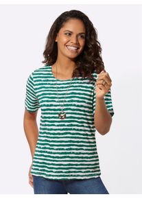 Casual Looks Damen Kurzarmshirt "Ringelshirt", grün, Gr. 40, gemustert, mehrfarbig, gestreift, 95% Viskose, 5% Elasthan, Shirts