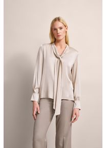 Bugatti Damen Langarmbluse, beige, casual, Gr. 42, unifarben, 100% Viskose, Blusen, mit leichtem Glanz