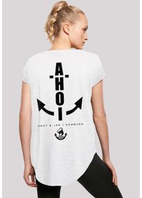 F4NT4STIC Damen T-Shirt "Damen Long T-Shirt Ahoi Anker Knut & Jan Hamburg", weiß, casual, Gr. XL, Obermaterial: 100% Baumwolle, Shirts, Print