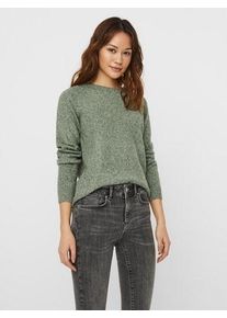 Véro Moda VERO MODA Damen Rundhalspullover "VMDOFFY LS O-NECK BLOUSE GA NOOS", grün, modisch, Gr. L, meliert, Strick, Feinstrick, Obermaterial: 94% Polyester,