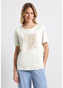 Street One Damen T-Shirt, weiß, casual, Gr. 36, bedruckt, Web, Stoff, 50% Modal, 50% Baumwolle, Shirts, mit Rundhalsausschnitt