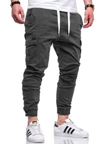 behype Herren Cargohose "HAWK", grau, Gr. 32, 97% Baumwolle, 3% Elasthan, Hosen, mit elastischem Bund