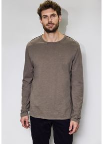 Street One MEN Herren Langarmshirt, braun, casual, Gr. L, unifarben, Web, 100% Baumwolle , Shirts, aus reiner Baumwolle