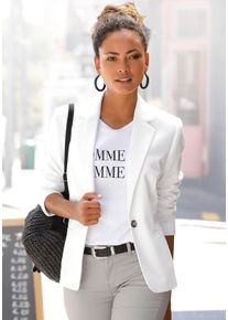 Lascana Damen Kurzblazer, weiß, modisch, Gr. 36, unifarben, Web, Obermaterial: 75% Polyester, 20% Viskose, 5% Elasthan. Futter: 100% Polyester,