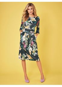 CRÉATION L CREATION L Damen Druckkleid "Jersey-Kleid", grün, Gr. 40, geblümt, gemustert, Jersey, Single Jersey, 95% Polyester, 5% Elasthan, Kleider
