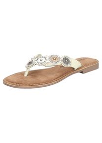 Lazamani Damen Zehentrenner "Lazamani Sandalen Leder/Textil", Gr. 39, weiß, Leder, Textil, casual, Schuhe