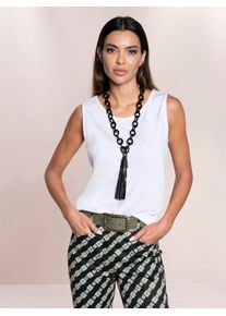 Heine Damen Shirttop, weiß, Gr. 44, unifarben, 64% Baumwolle, 36% Polyester, Tops