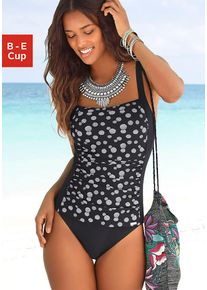 Lascana Damen Badeanzug, schwarz-weiß, Gr. 38, gepunktet, Polyamid, Badeanzüge, im modischen Design mit Shaping-Effekt