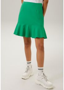 Aniston CASUAL Damen Minirock, grün, feminin, Gr. 36, unifarben, Strukturmuster, Web, Obermaterial: 98% Polyester, 2% Elasthan, Röcke, in
