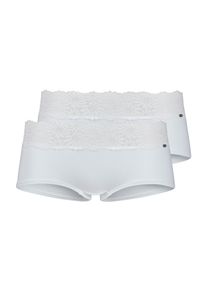Skiny Damen Hipster "Cotton Lace Essentials", Gr. 42, weiß, Obermaterial: 95% Baumwolle, 5% Elasthan. Spitze: 88% Polyamid, 12% Elasthan, unifarben,