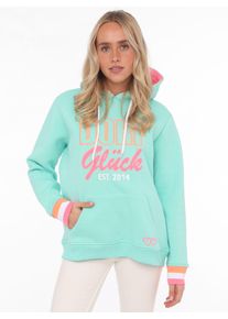 Zwillingsherz Damen Sweater ""Dorfglück"", grün, modisch, Gr. SM, Obermaterial: 50% Baumwolle, 50% Polyester, Sweatshirts, mit ländlichem Charme,