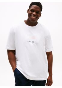 Tommy Hilfiger Big & Tall Herren T-Shirt "BT-ITHACA FLAG TEE-B", weiß, casual, Gr. XXXL, TOMMY HILFIGER BIG & TALL, Single Jersey, Obermaterial: 100% Baumwolle, Shirts, Große