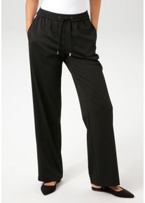 Aniston CASUAL Damen Schlupfhose, schwarz-weiß, modisch, Gr. 44, unifarben mit Farbeinsatz, Jersey, Obermaterial: 82% Polyester, 15% Viskose, 3%