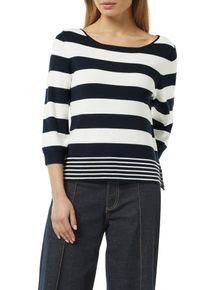 comma, COMMA Damen Strickpullover, weiß, casual, Gr. 34, gestreift, Strick, Obermaterial: 80% Viskose, 20% Polyamid, Pullover, im Streifen-Design