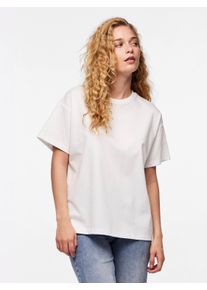 Pieces Damen Kurzarmshirt "PCSKYLAR SS OVERSIZED TEE NOOS", weiß, modisch, Gr. S, unifarben, Jersey, Obermaterial: 57% Polyester, 43% Baumwolle,