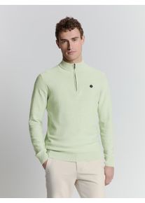 NO EXCESS Herren Rundhalspullover "NO EXCESS Halber Reißverschluss Pullover", grün, Gr. M, 100% Baumwolle ( Biologisch), Pullover