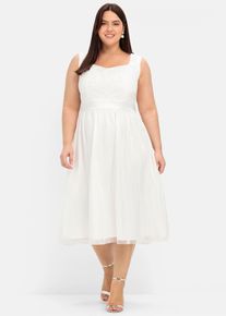 sheego Damen Abendkleid "Abendkleid", weiß, Gr. 40, unifarben, 100% Polyester, Kleider
