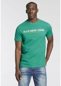 H.I.S. H.I.S Herren T-Shirt, grün, casual, Gr. M, bedruckt, Single Jersey, Obermaterial: 100% Baumwolle, Shirts, Mit großem Frontprint
