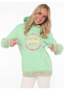 Zwillingsherz Damen Hoodie ""Always Positive"", grün, modisch, Gr. LXL, unifarben, angeraute Sweatware, Obermaterial: 50% Baumwolle, 50% Polyester,