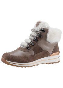 Ara Damen Winterboots "OSAKA", Gr. 4,5, weiß, Glattleder, Veloursleder, Lammfell, sportlich, Schuhe, Schnürboots, Winterstiefelette in Komfortweite H
