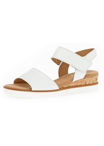 Gabor Damen Sandalette "GENUA", Gr. 37, weiß, Leder, modisch, Schuhe, Sommerschuh, Sandale, Keilabsatz, mit Klettverschluss, Weite G