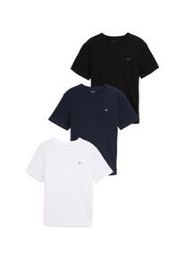 Tom Tailor Herren T-Shirt, weiß, casual, Gr. L, unifarben, mehrfarbig, Jersey, Obermaterial: 100% Baumwolle, Shirts, 3er Pack mit Logo-Stickerei