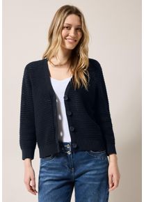 Cecil Damen Cardigan, blau, casual, Gr. XL, unifarben, Web, 50% Baumwolle, 50% Polyacryl, Strickjacken, mit V-Ausschnitt